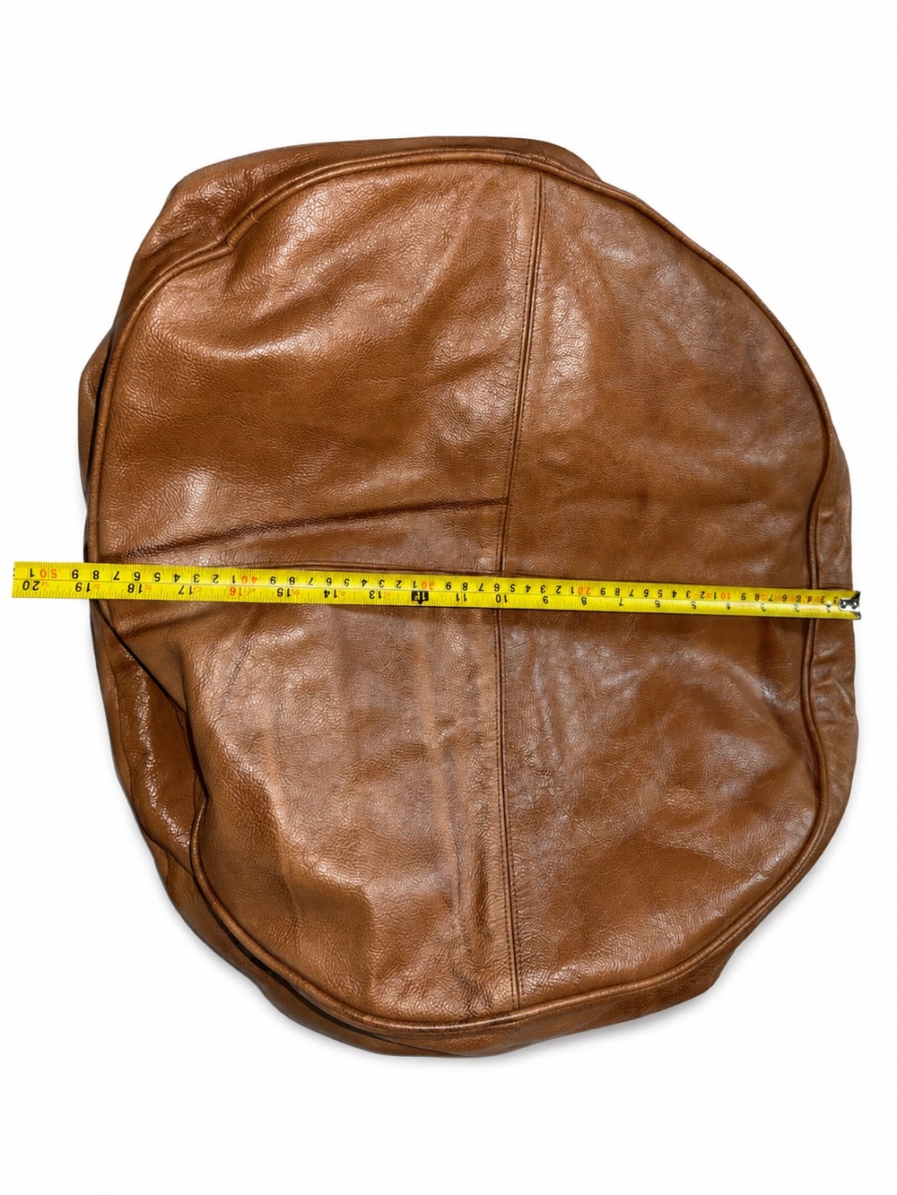 Skin Outfit Genuine Leather Ottoman Pouf Cover Cognac Brown Unstuffed - Picture 7 of 8